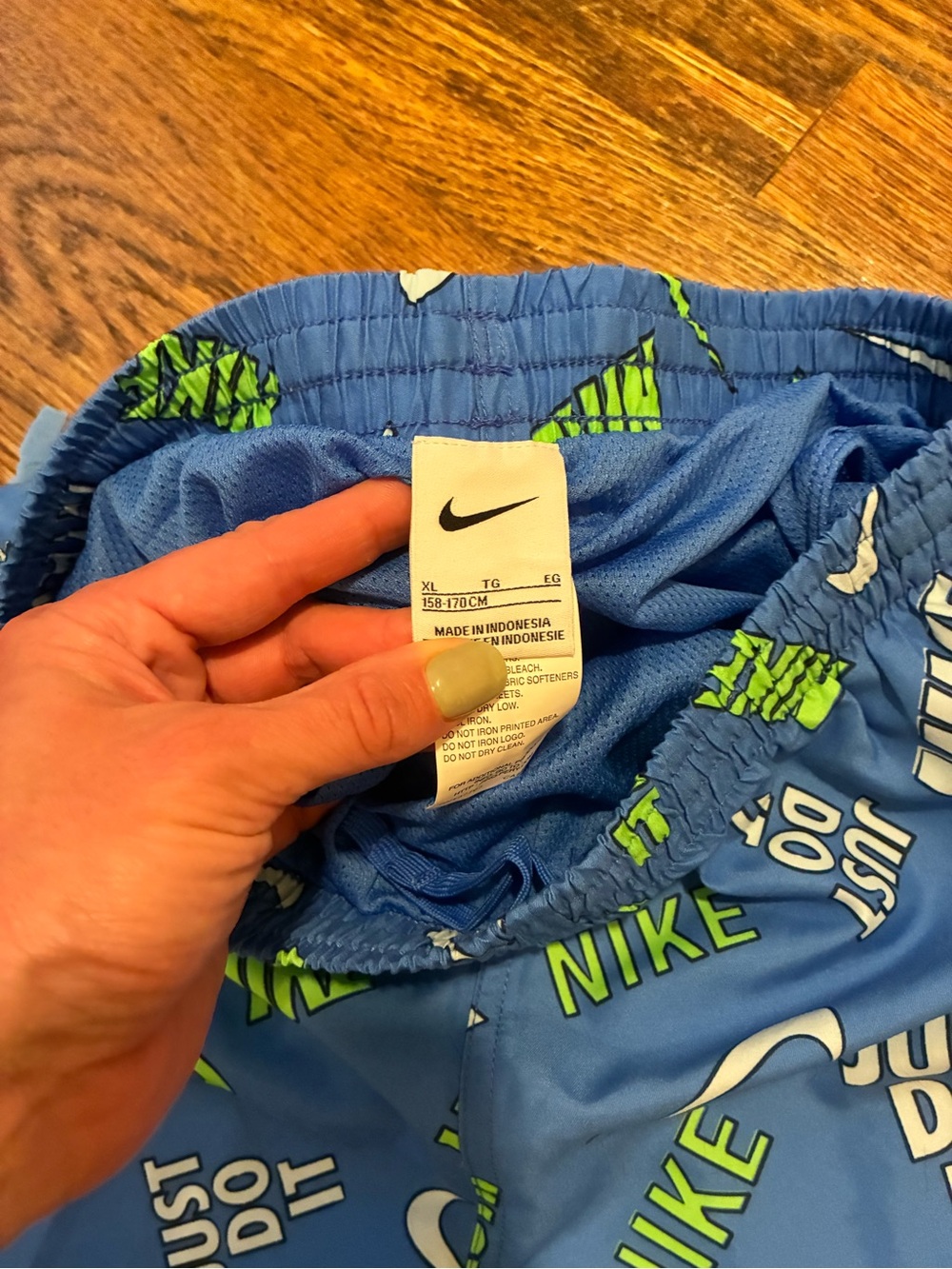Nike Blue Boys' Graphic Logo Swim Shorts with Neon Accents - Picture 2 of 3